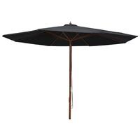 Udendørs parasol med træstang 350 cm sort