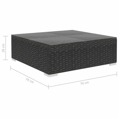 Haveloungesæt 8 dele med hynder polyrattan sort