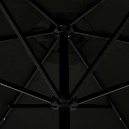 Udendørs parasol med LED-lys og stålstang 300 cm sort