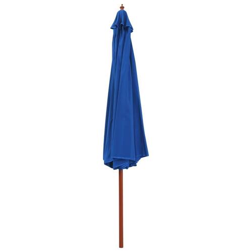 Udendørs parasol med træstang 350 cm blå