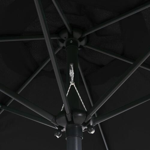 Parasol 200x224 cm aluminium sort
