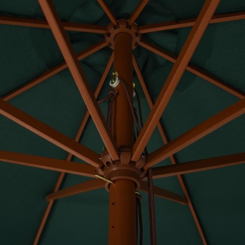 Udendørs parasol med træstang 330 cm - grøn