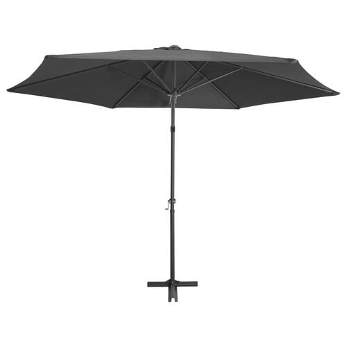 Udendørs parasol med stålstang 300 x 250 cm antracitgrå