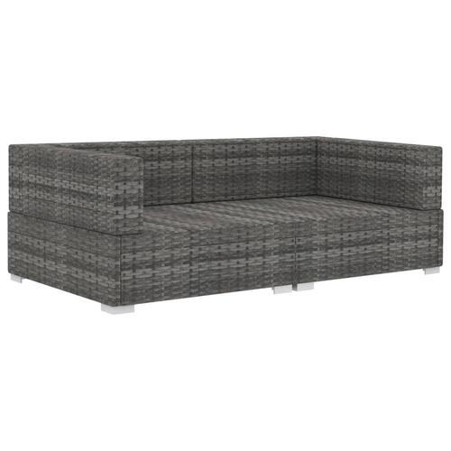 Hjørnesæde til sofa med hynder 2 stk. polyrattan grå
