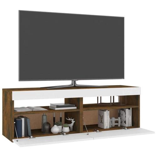 Tv-borde med LED-lys 2 stk. 60x35x40 cm røget eg