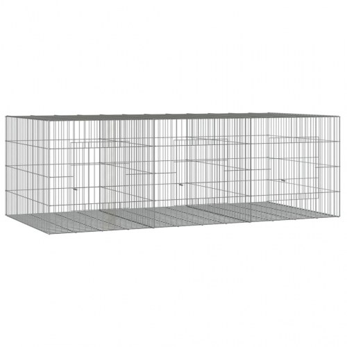 3-panels kaninbur 163 x 79 x 54 cm i galvaniseret jern