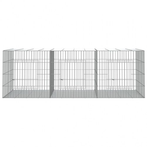 3-panels kaninbur 163 x 79 x 54 cm i galvaniseret jern
