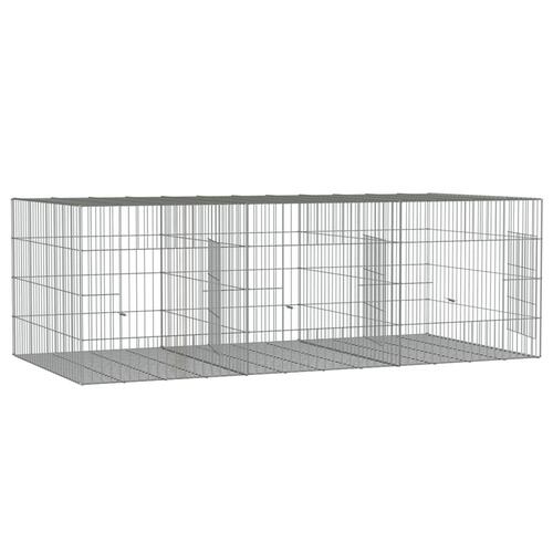 3-panels kaninbur 163x79x54 cm galvaniseret jern