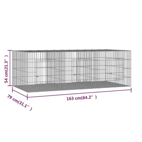 3-panels kaninbur 163 x 79 x 54 cm i galvaniseret jern