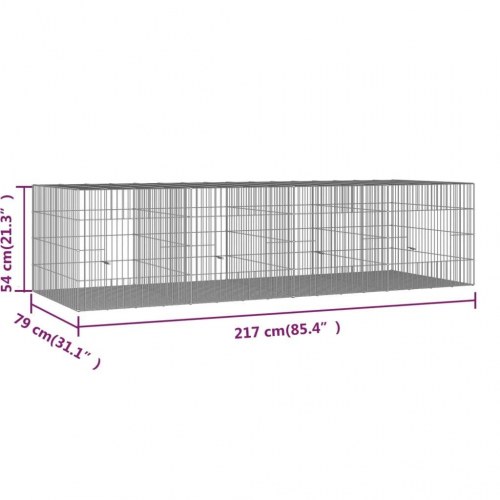 4-panels kaninbur 217x79x54 cm galvaniseret jern