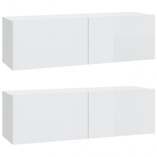 Tv-skabe 2 stk. 100x30x30 cm konstrueret træ hvid højglans