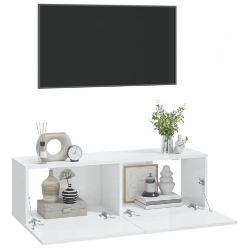 Tv-skabe 2 stk. 100x30x30 cm konstrueret træ hvid højglans