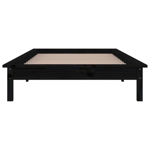 Sengeramme i massivt fyrretræ med LED-lys 100×200 cm - sort
