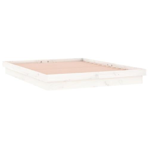 Sengeramme med LED 180x200 cm super kingsize massivt træ hvid