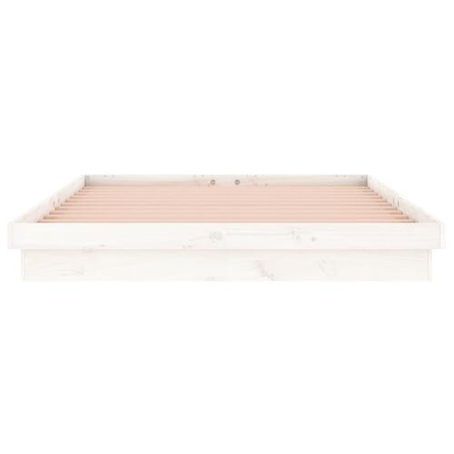Sengeramme med LED 180x200 cm super kingsize massivt træ hvid