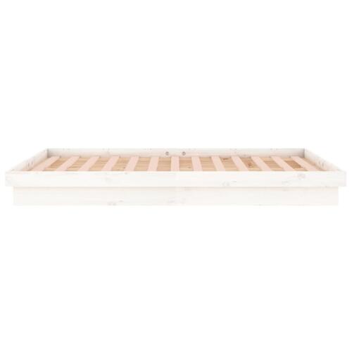 Sengeramme med LED 180x200 cm super kingsize massivt træ hvid