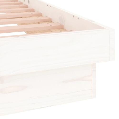 Sengeramme med LED 180x200 cm super kingsize massivt træ hvid