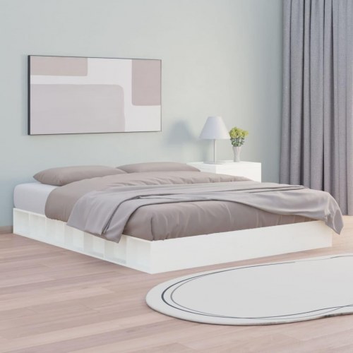 Sengeramme 160 x 200 cm i massivt træ - hvid