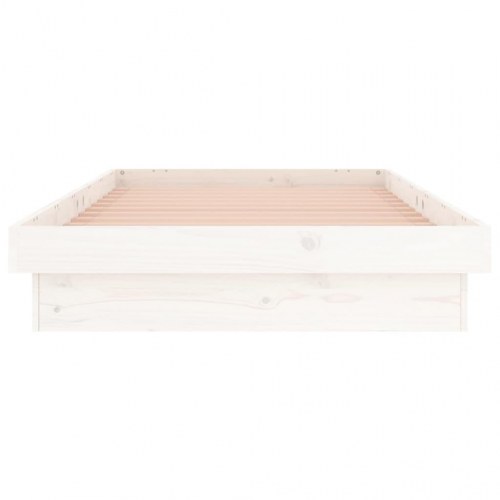 Sengeramme med LED-lys 75×190 cm - Small Single i massivt fyrretræ, hvid