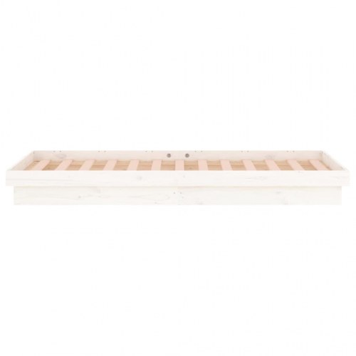 Sengeramme med LED-lys 75×190 cm - Small Single i massivt fyrretræ, hvid