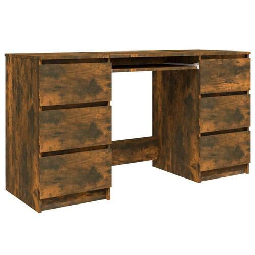 Skrivebord 140x50x77 cm konstrueret træ røget egetræsfarve