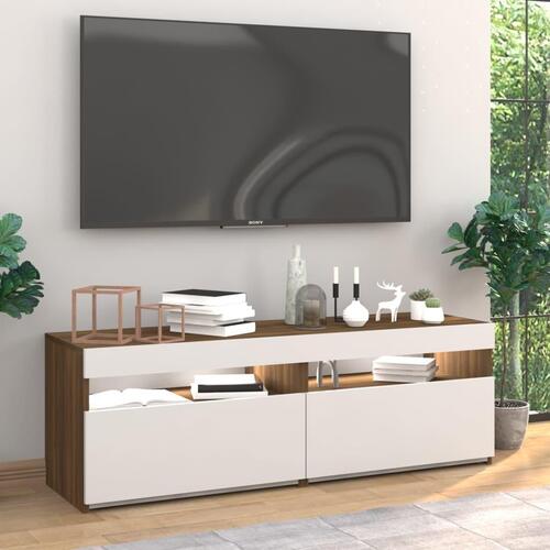 Tv-borde med LED-lys 2 stk. 60x35x40 cm brun eg