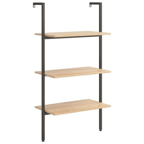 Stigereol med 3 hylder 64x35x120,5 cm lysebrun og sort