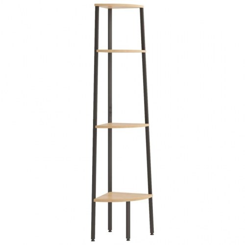Hjørnehylde i 4 lag - lysebrun og sort 45,5 x 31,5 x 150 cm