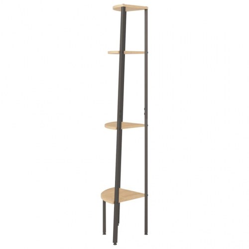 Hjørnehylde i 4 lag - lysebrun og sort 45,5 x 31,5 x 150 cm