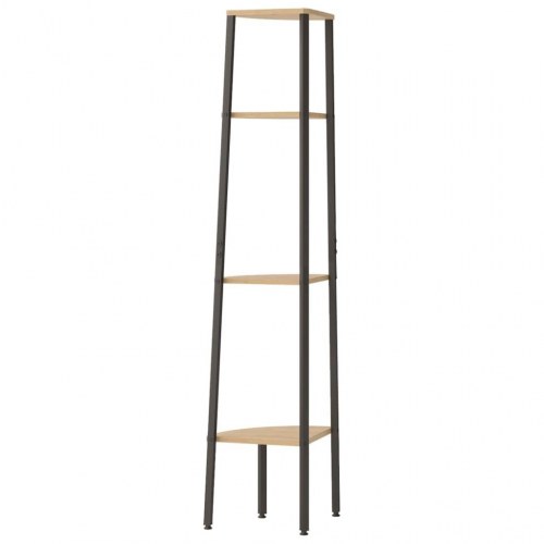 Hjørnehylde i 4 lag - lysebrun og sort 45,5 x 31,5 x 150 cm