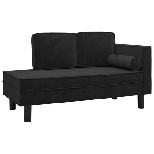 Chaiselong med hynder og bolster fløjl sort