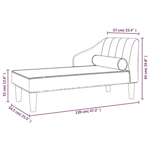 Chaiselong med bolster fløjl blå