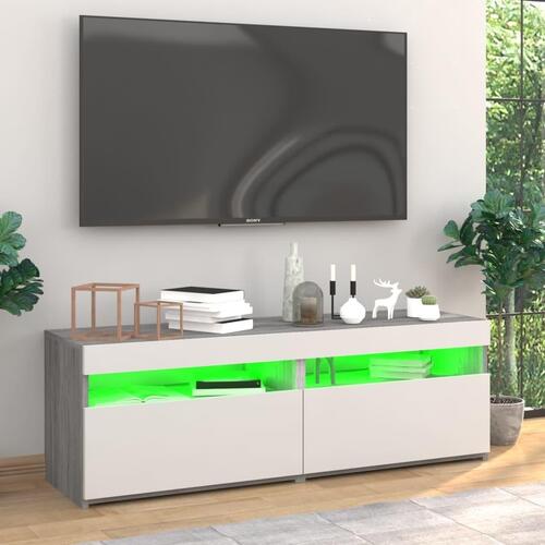 Tv-borde med LED-lys 2 stk. 60x35x40 cm grå sonoma-eg