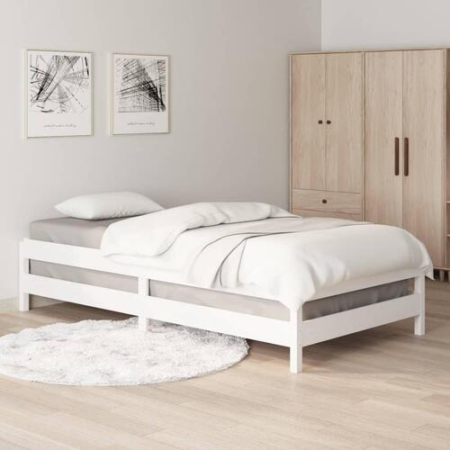 Stabelbar seng 90x200 cm massivt fyrretræ hvid