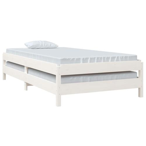 Stabelbar seng 90x200 cm massivt fyrretræ hvid
