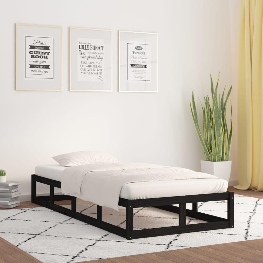 Sengeramme 90x200 cm massivt træ sort