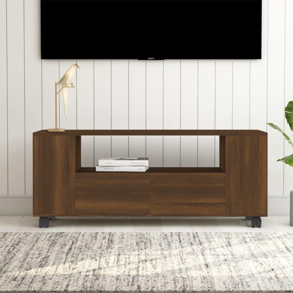 Tv-bord 120x35x48 cm konstrueret træ brun egetræsfarve