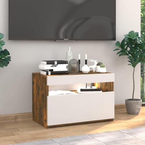 Tv-bord med LED-lys 60x35x40 cm røget eg