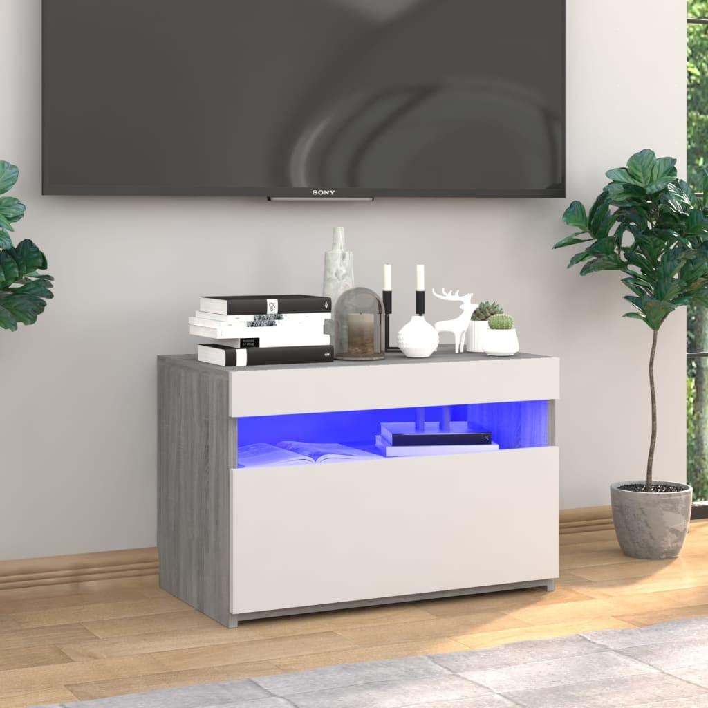 Tv-bord med LED-lys 60x35x40 cm grå sonoma-eg