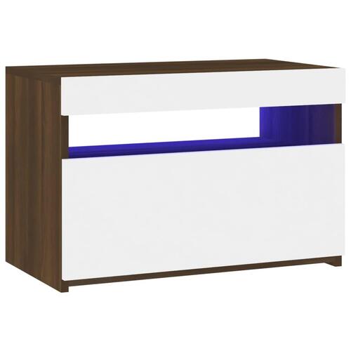 Tv-bord med LED-lys 60x35x40 cm brun eg