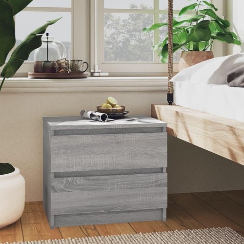 Sengeborde 2 stk. - 50 × 39 × 43,5 cm i grå sonoma-eg, konstrueret træ