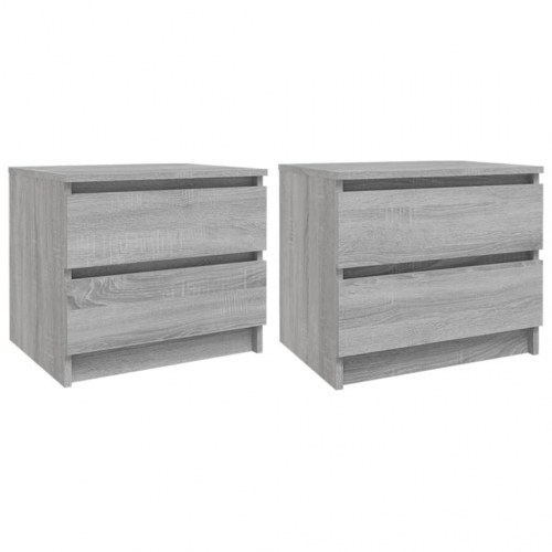 Sengeborde 2 stk. - 50 × 39 × 43,5 cm i grå sonoma-eg, konstrueret træ