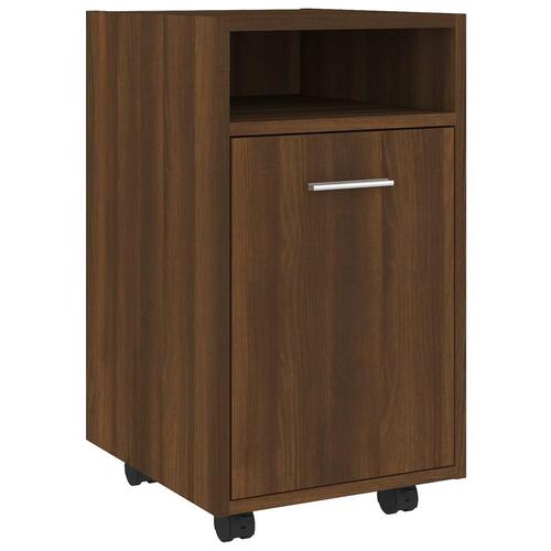 Skab med hjul 33x38x60 cm konstrueret træ brun egetræsfarve