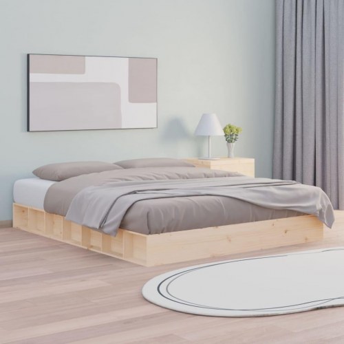 Sengeramme 140x200 cm i massivt fyrretræ - lav platformsseng