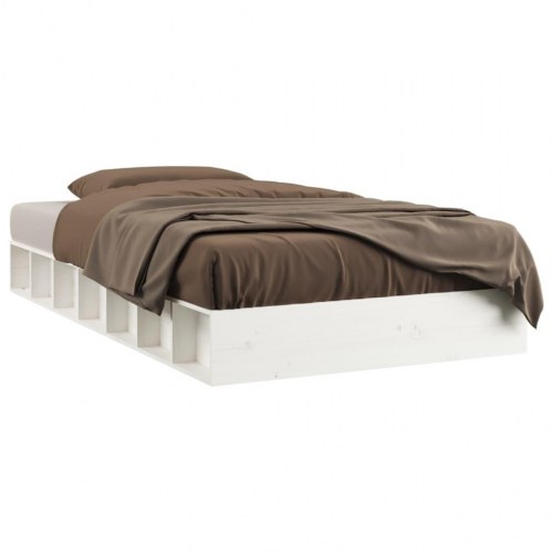 Sengeramme 90 x 200 cm i massivt fyrretræ - hvid