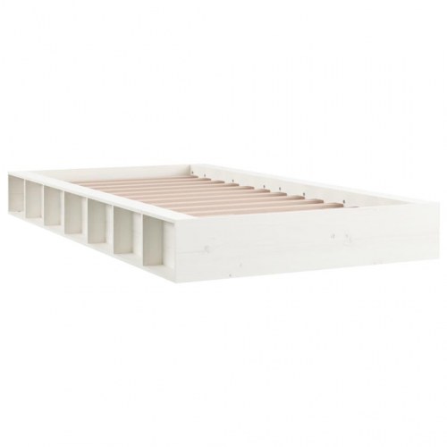 Sengeramme 90 x 200 cm i massivt fyrretræ - hvid