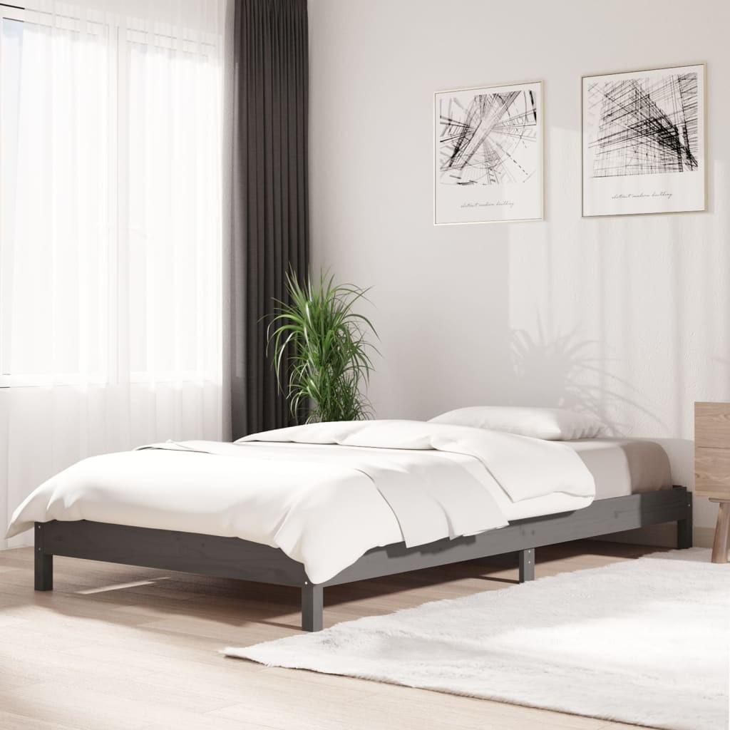Stabelbar seng 100×200 cm massivt fyrretræ grå