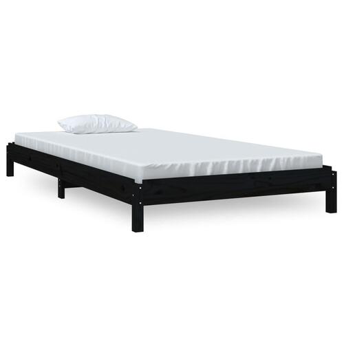 Stabelbar seng 80x200 cm massivt fyrretræ sort