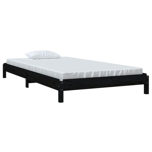 Stabelbar seng 80x200 cm massivt fyrretræ sort