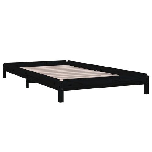 Stabelbar seng 80x200 cm massivt fyrretræ sort